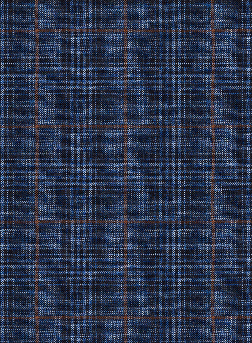 Reda Azul Blue Checks Wool Jacket - StudioSuits