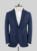 Reda Azul Blue Checks Wool Jacket - StudioSuits