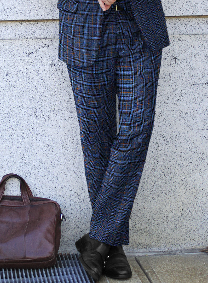 Reda Azul Blue Checks Wool Suit - StudioSuits