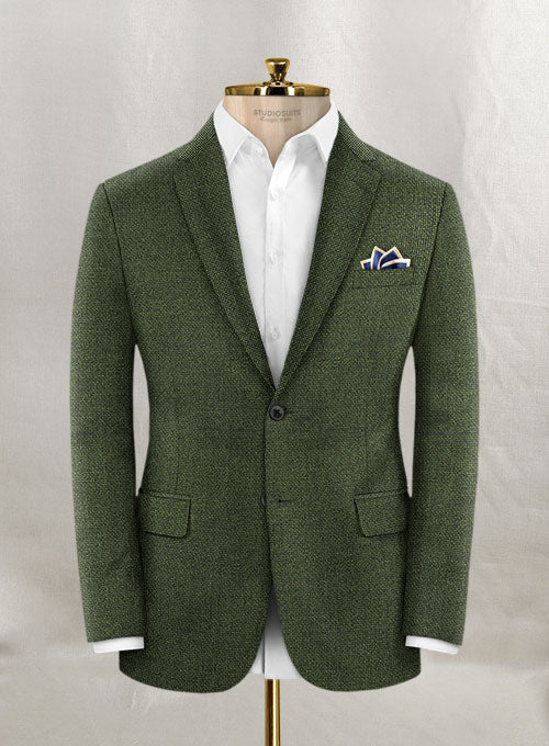 Reda Hopsack Green Pure Wool Jacket - StudioSuits