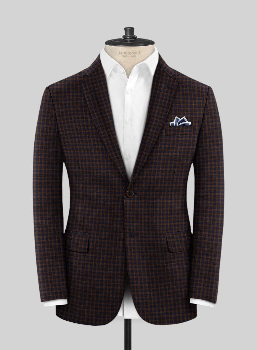 Reda Bistre Checks Wool Jacket - StudioSuits