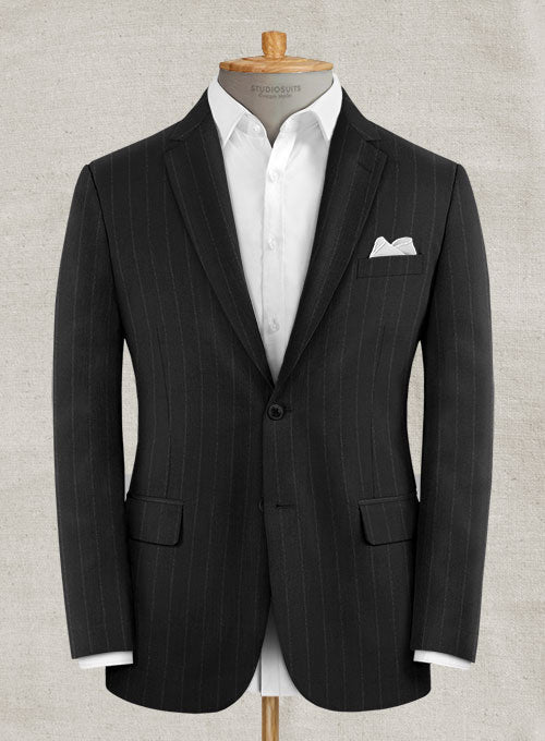 Reda Black Stripes Wool Suit - StudioSuits