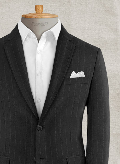 Reda Black Stripes Wool Suit - StudioSuits