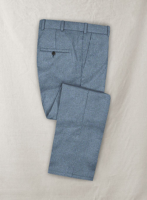 Reda Bond Blue Stripe Wool Pants - StudioSuits
