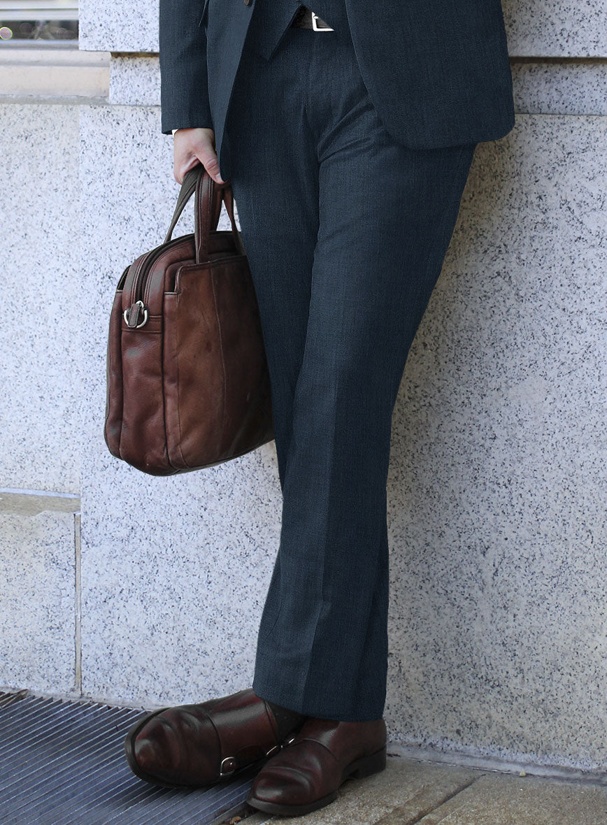 Reda Bond Blue Wool Pants - StudioSuits