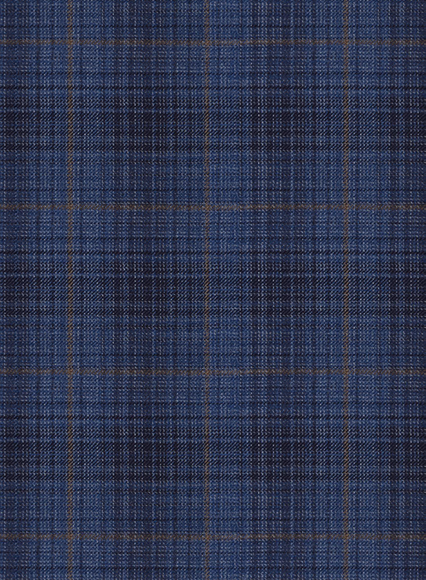Reda Casal Blue Checks Wool Pants - StudioSuits
