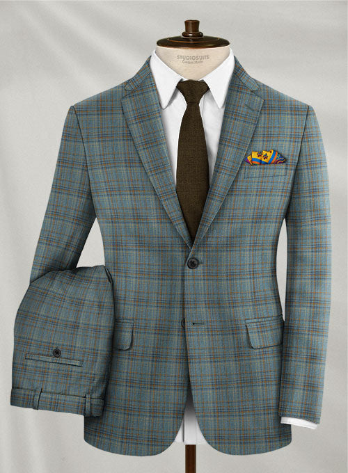 Reda Cay Blue Checks Wool Suit - StudioSuits