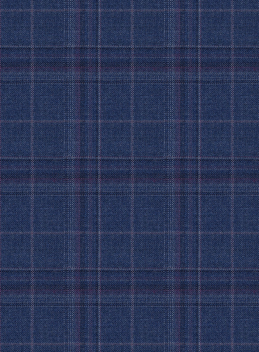Reda Cerulean Blue Checks Wool Jacket - StudioSuits