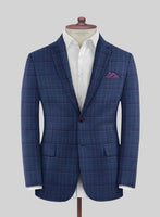 Reda Cerulean Blue Checks Wool Suit - StudioSuits