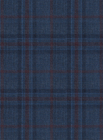 Reda Chambray Blue Checks Wool Jacket - StudioSuits