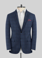 Reda Chambray Blue Checks Wool Jacket - StudioSuits