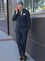 Reda Chambray Blue Checks Wool Suit - StudioSuits