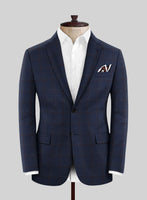 Reda Cinder Blue Checks Wool Jacket - StudioSuits