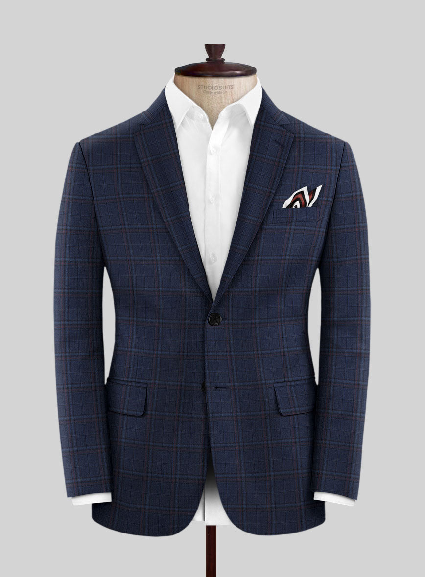 Reda Cinder Blue Checks Wool Suit - StudioSuits
