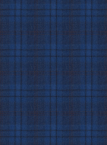 Reda Cobalt Blue Checks Wool Jacket - StudioSuits