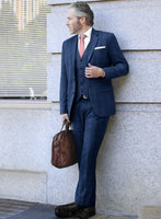 Reda Cobalt Blue Checks Wool Suit - StudioSuits