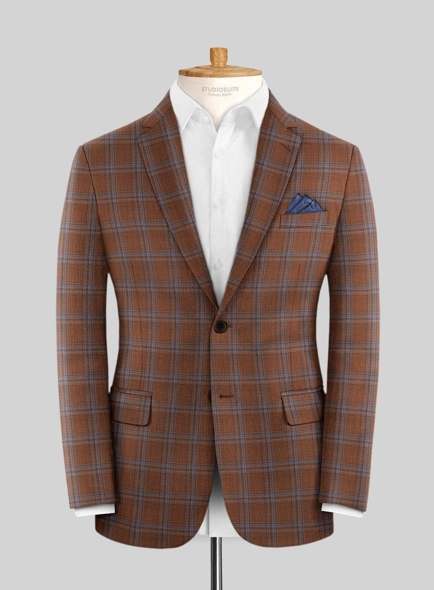 Reda Cumin Brown Checks Wool Jacket - StudioSuits