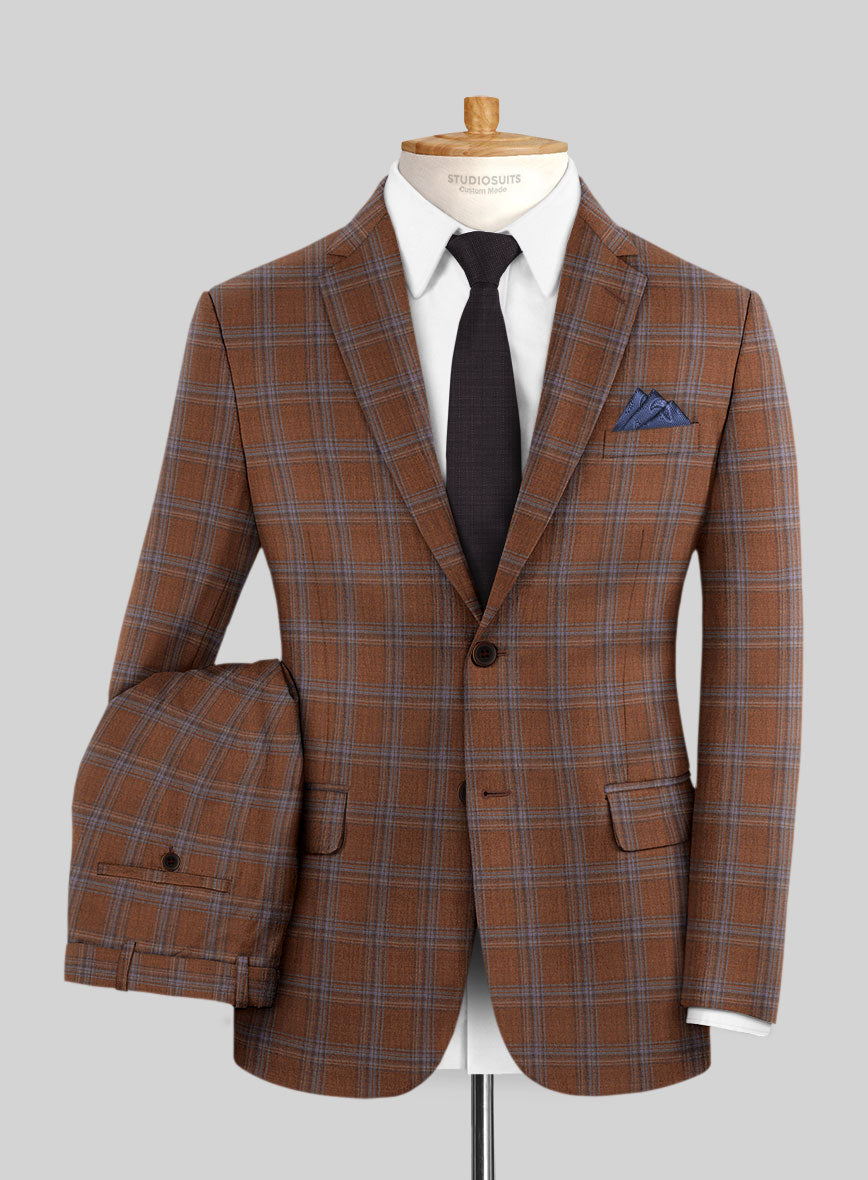 Reda Cumin Brown Checks Wool Suit - StudioSuits
