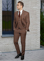 Reda Cumin Brown Checks Wool Suit - StudioSuits