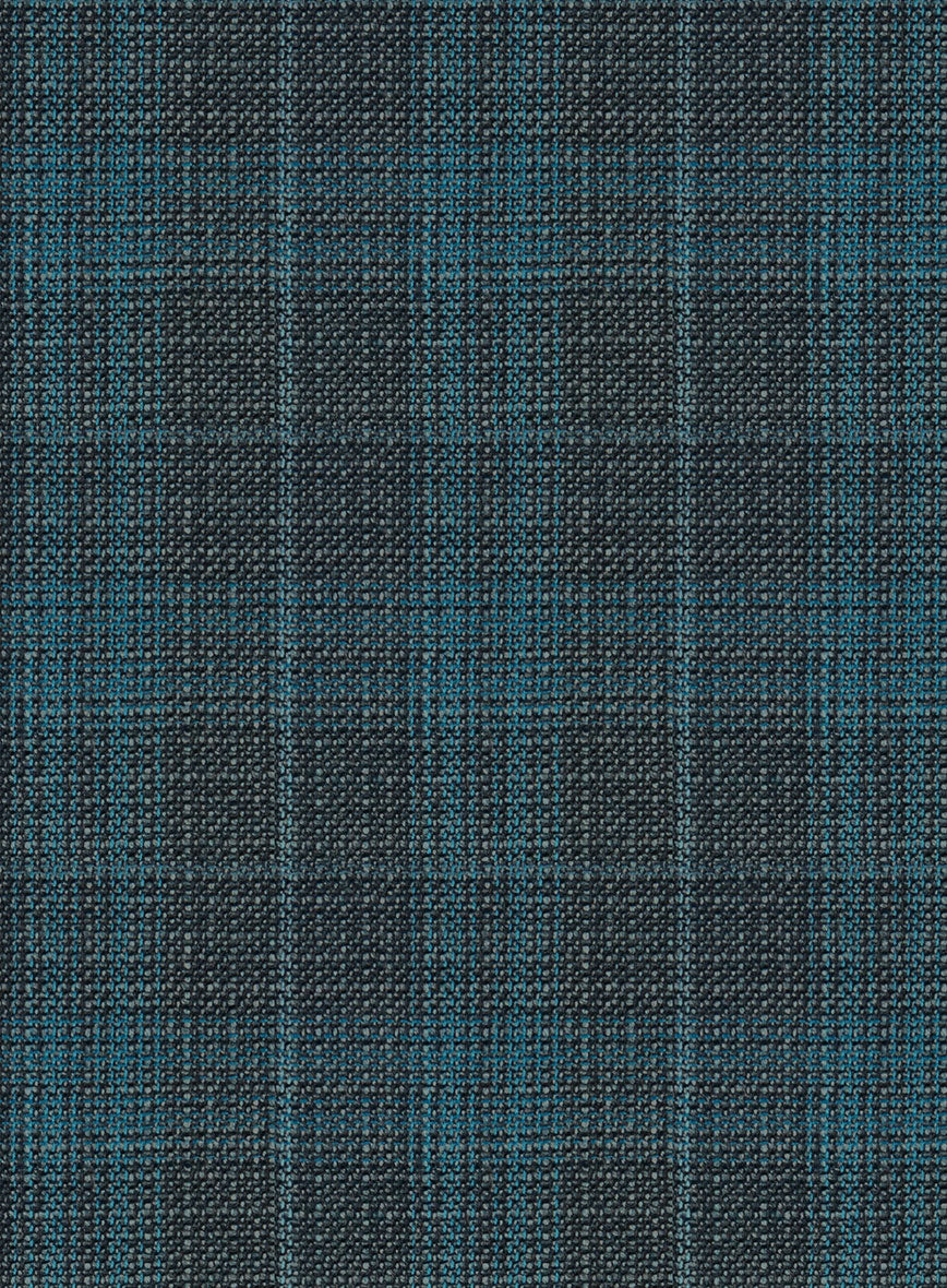 Reda Cyan Green Checks Wool Pants - StudioSuits