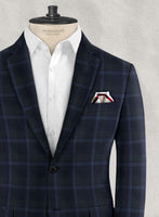 Reda Dark Blue Checks Wool Jacket - StudioSuits