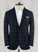 Reda Dark Blue Checks Wool Jacket - StudioSuits