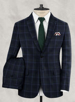 Reda Dark Blue Checks Wool Suit - StudioSuits