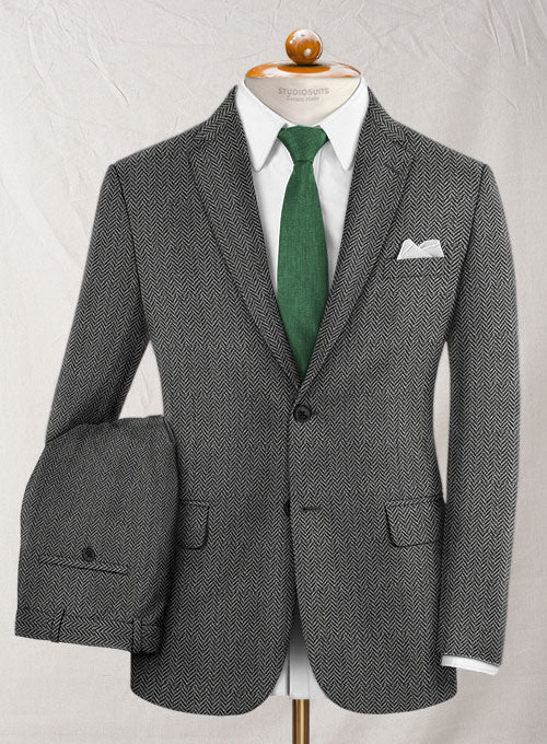Reda Dark Gray Herringbone Tweed Suit - StudioSuits