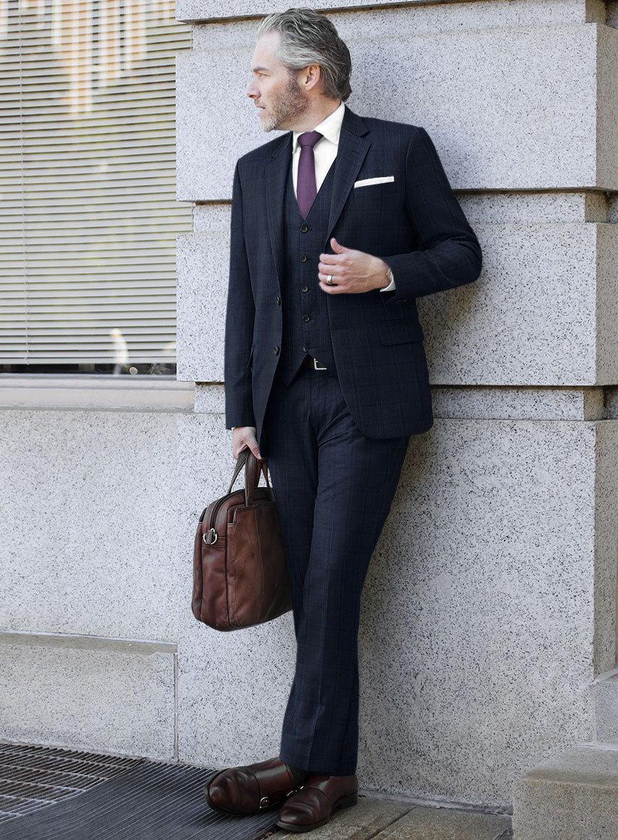 Reda Deep Cove Blue Checks Wool Suit - StudioSuits