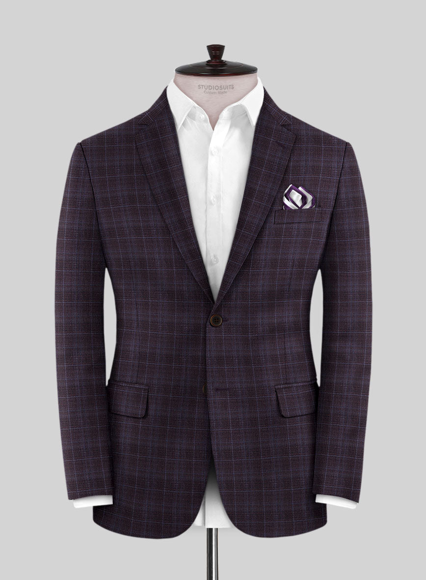 Reda Delgue Purple Checks Wool Jacket - StudioSuits