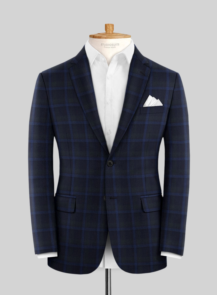 Reda Diesel Blue Checks Wool Jacket - StudioSuits