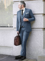 Reda Dusk Blue Checks Wool Suit - StudioSuits