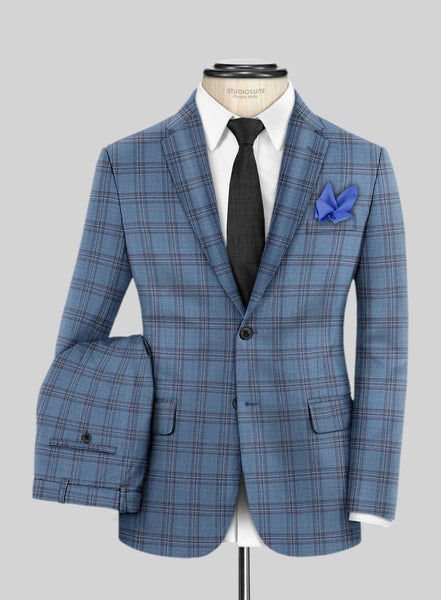 Reda Dusk Blue Checks Wool Suit – StudioSuits