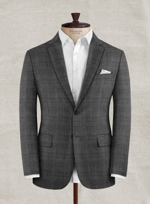 Reda Elite Gray Checks Wool Jacket - StudioSuits