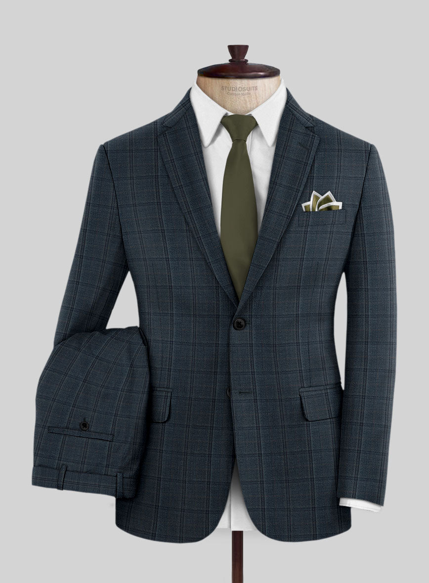 Reda Firefly Blue Checks Wool Suit - StudioSuits