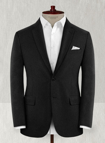 Reda Flannel Black Wool Suit - StudioSuits