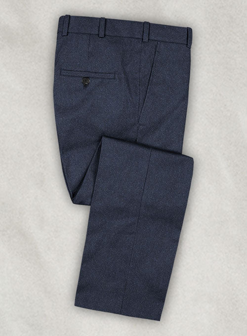 Reda Flannel Blue Wool Pants - StudioSuits