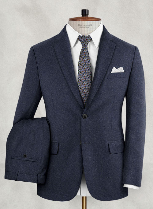 Reda Flannel Blue Wool Suit - StudioSuits
