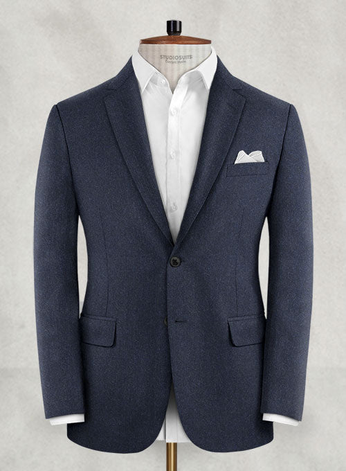 Reda Flannel Blue Wool Suit - StudioSuits