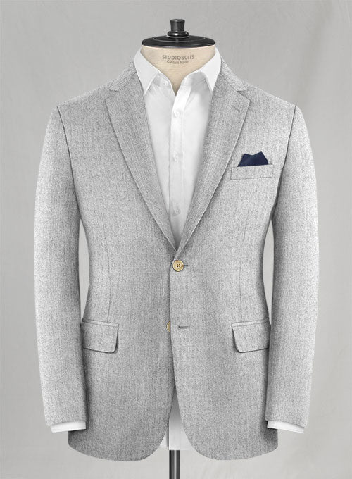 Reda Flannel Light Gray Wool Jacket - StudioSuits