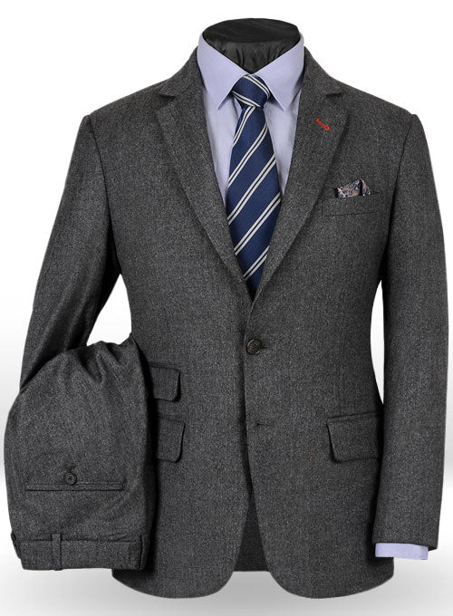 Reda Flannel Dark Gray Pure Wool Suit - StudioSuits