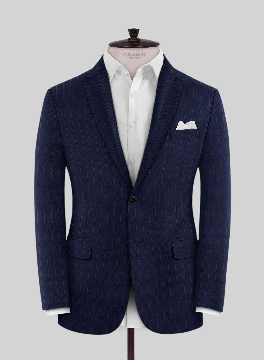 Reda Flexo Blue Stripe Wool Jacket - StudioSuits