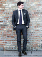 Reda Glacier Blue Checks Wool Suit - StudioSuits