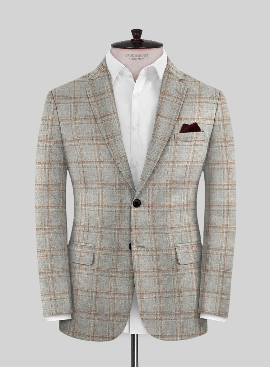 Reda Agodi Beige Checks Wool Jacket - StudioSuits