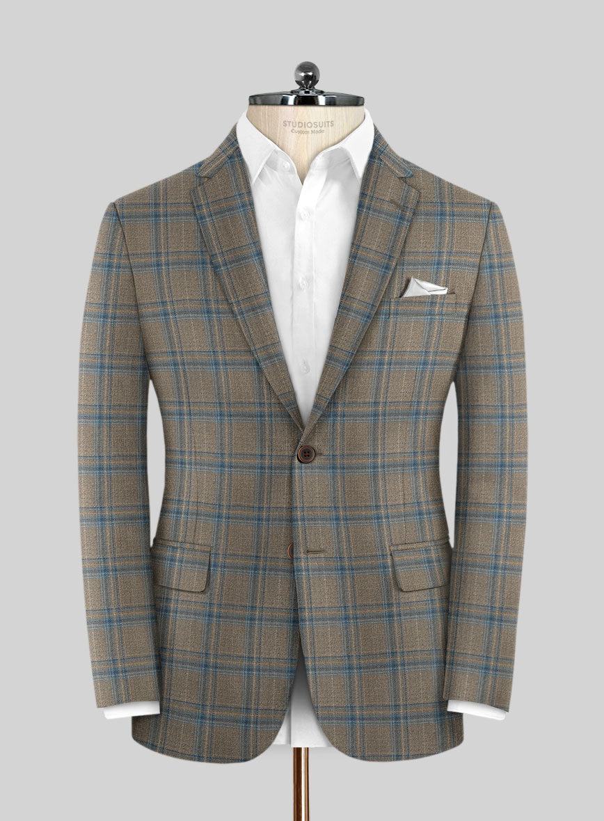 Reda Agodi Brown Checks Wool Jacket - StudioSuits