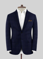 Reda Gulf Blue Checks Wool Jacket - StudioSuits