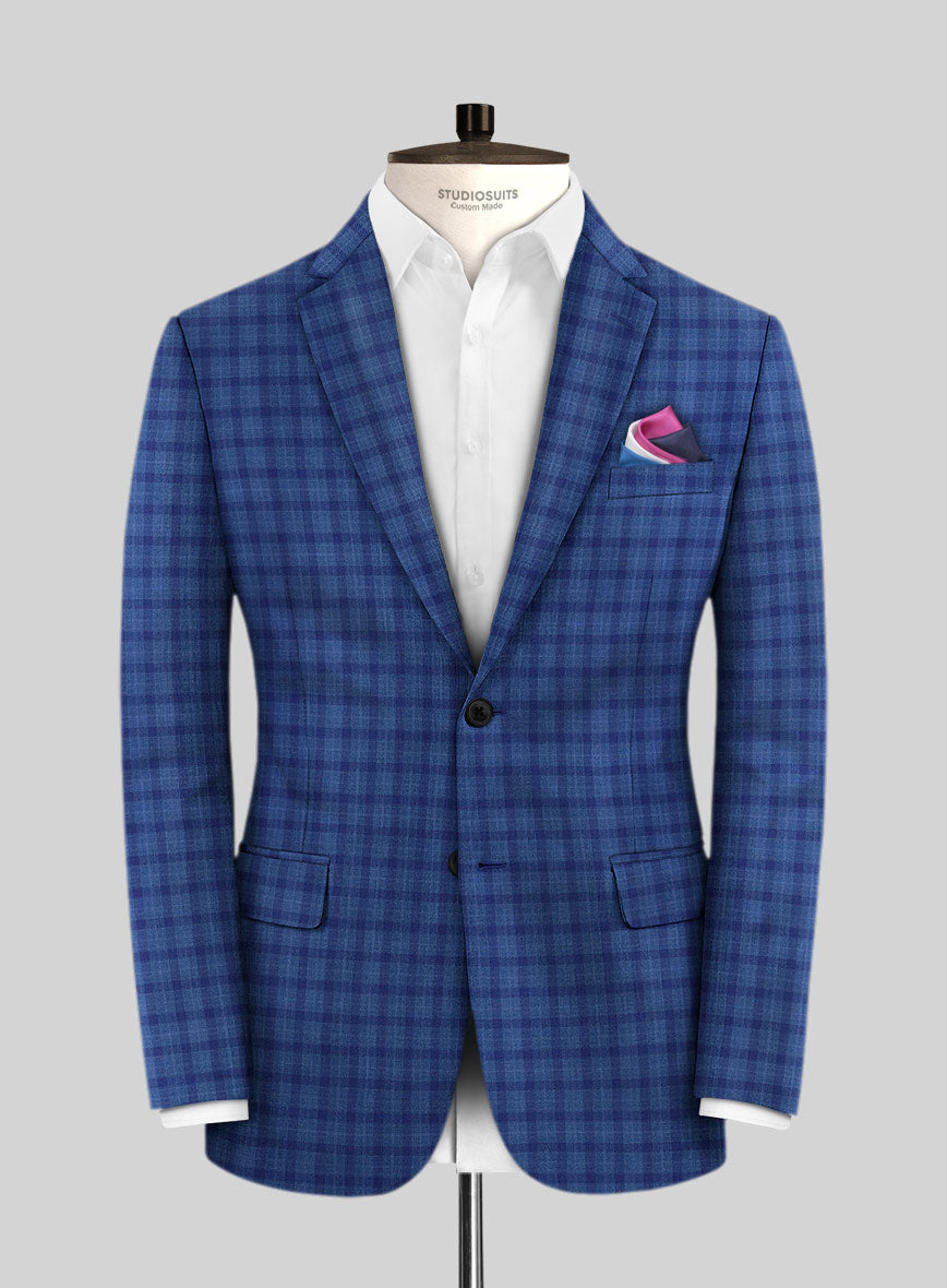 Reda Havelock Blue Checks Wool Jacket - StudioSuits
