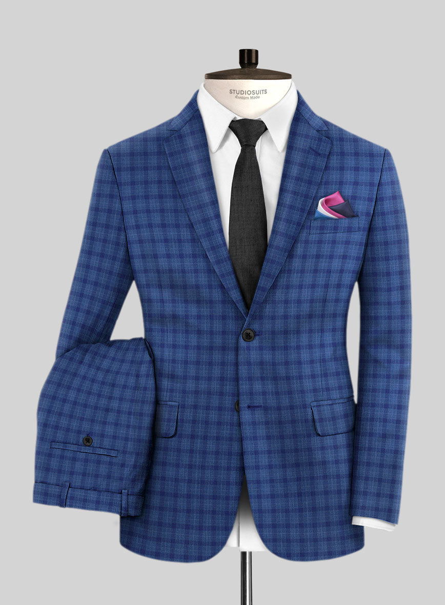 Reda Havelock Blue Checks Wool Suit - StudioSuits