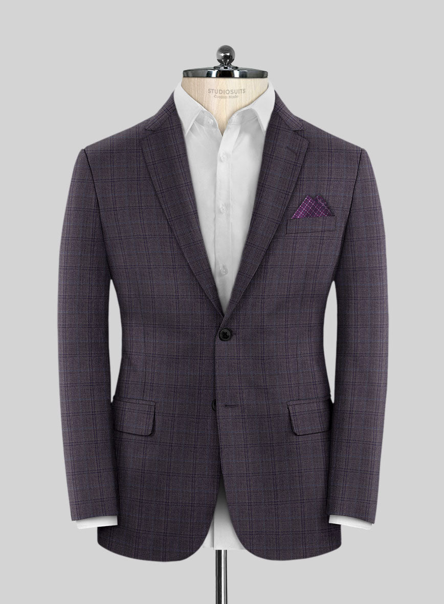 Reda Haze Purple Checks Wool Jacket - StudioSuits