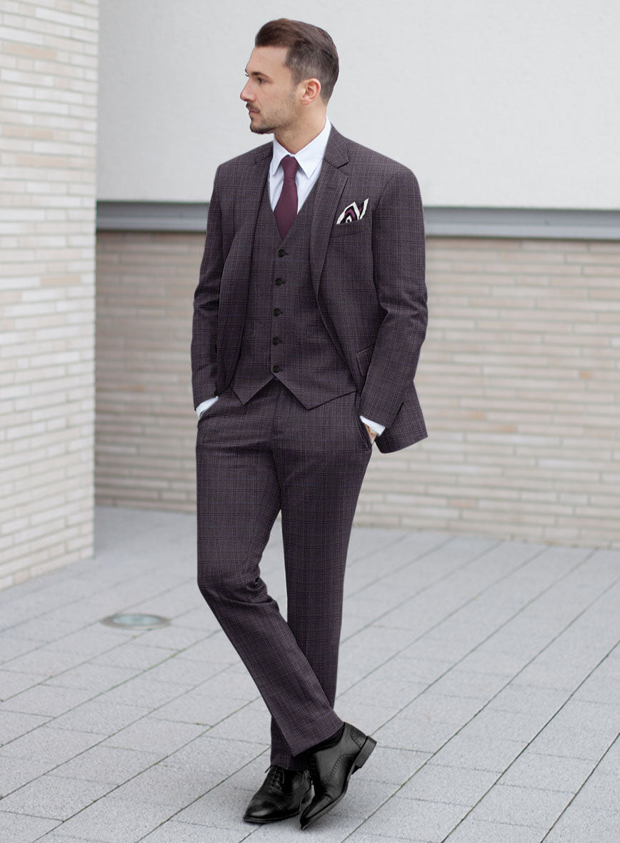 Reda Haze Purple Checks Wool Suit - StudioSuits